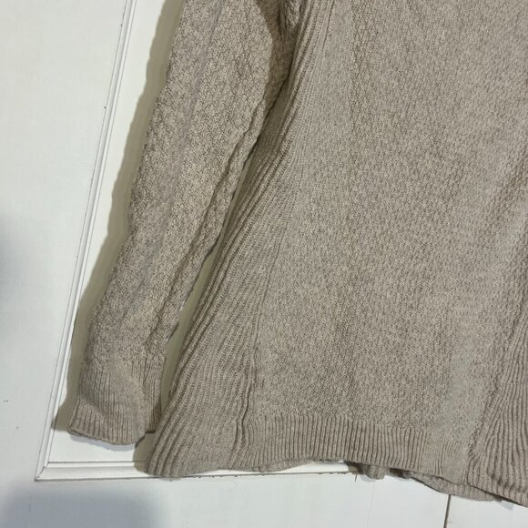 LOFT Crewneck Sweater Cream Long Sleeve Knit Camel Hair Size Small Ribbed Cozy - Picture 3 of 9